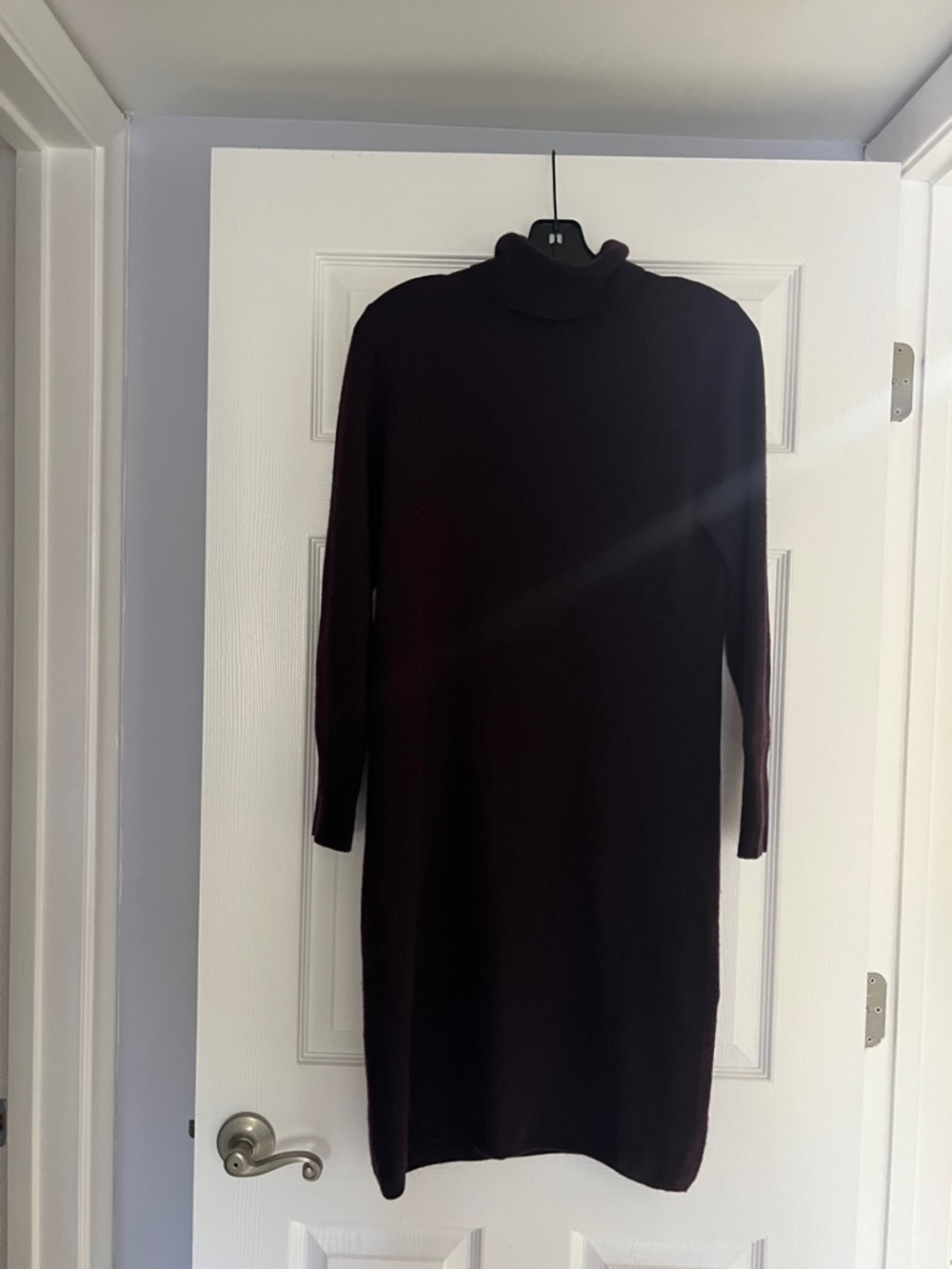 Neiman Marcus Burgundy Turtleneck Long Sleeve Sweater Dress